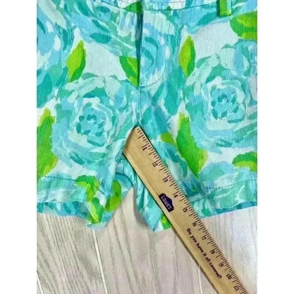 Lilly Pulitzer Shorts Size 00 Blue The Callahan Floral Cotton Chino Rose Print